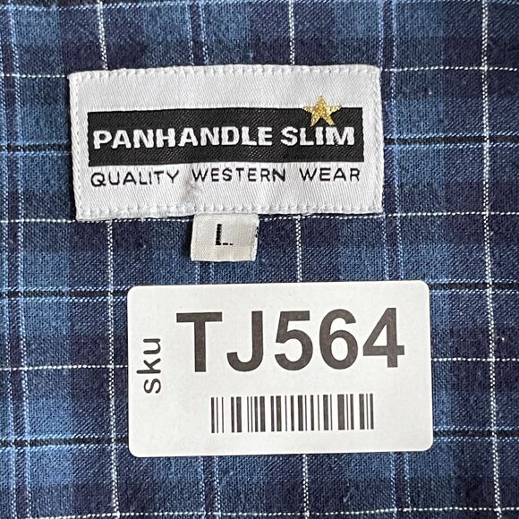 Panhandle Slim Shirt‎ Top Women Size L Blue Plaid Button Up Collared 100% Cotton - Picture 12 of 12